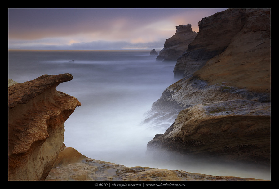 Time and Stone  | mist, sea, rocks