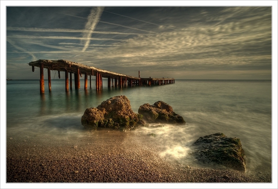 Abandoned wharf | sea, surf