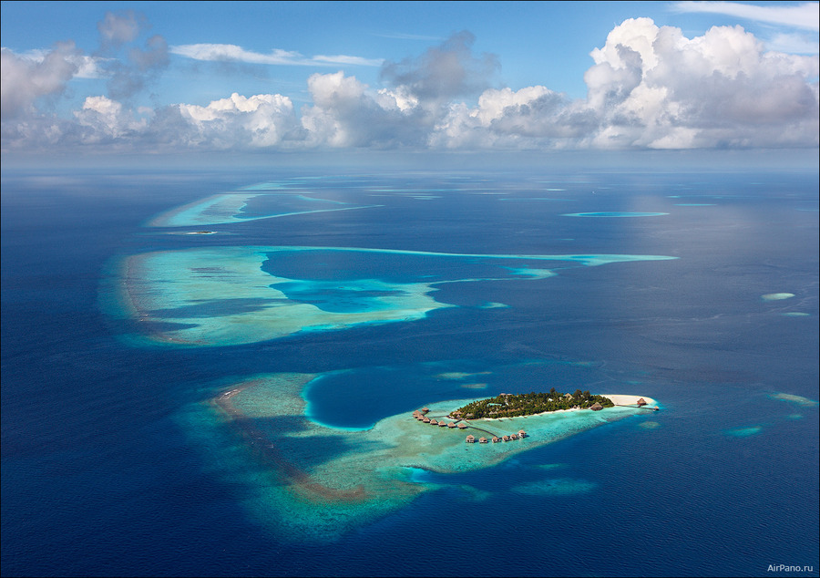 Welcome to Maldives | sea, clouds, island, panorama