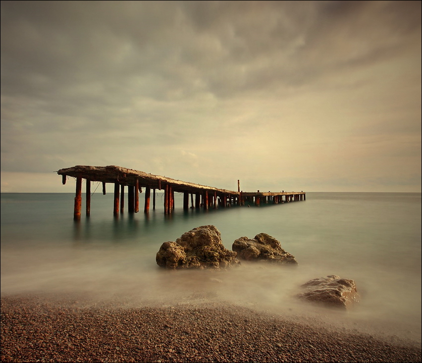 Evening on the sea | shore, evening, water, skyline, rocks, stones, sea, sky, clouds, beach, seashore