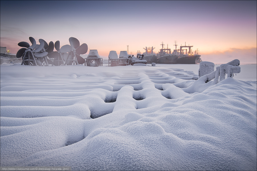 Polar night  | winter, ship, dock, snow