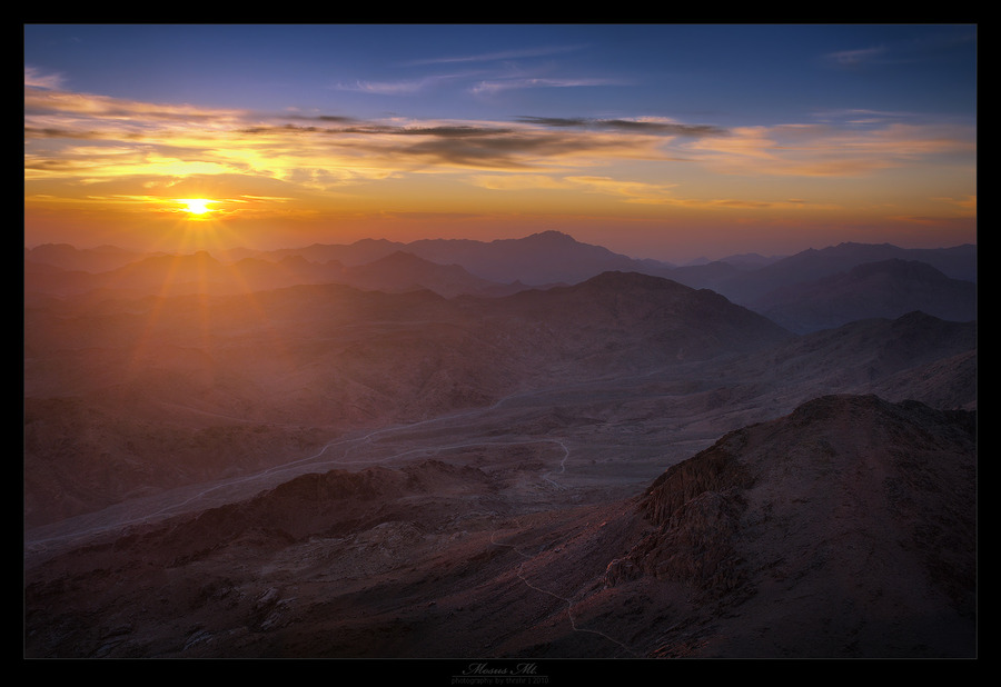 Mountains illuminated with the sun | colourful, sunset, dusk, mountains, evening, beams, sky, sunlight, sun