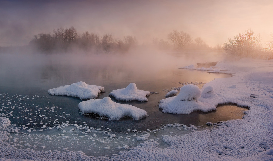 Ghosts over the river | winter, river, snow, fog