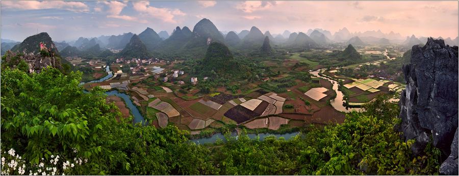 China | village, trees, valley