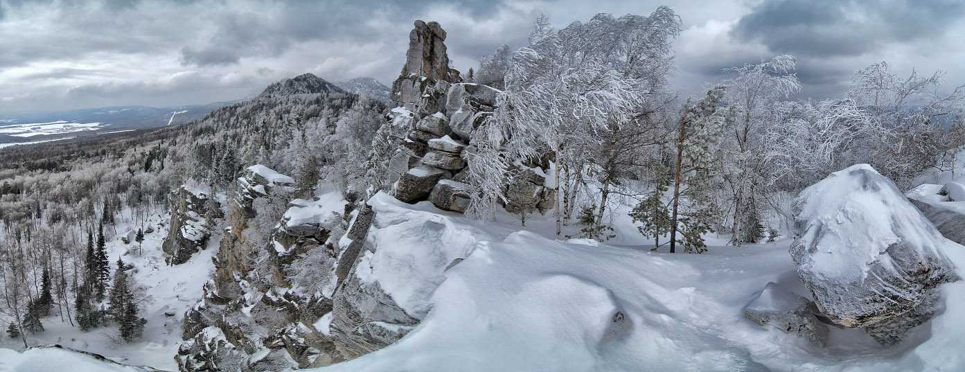 The Urals in snow | landscape, outdoor, nature, november, clouds, trees, snow, Urals, mountains, birch