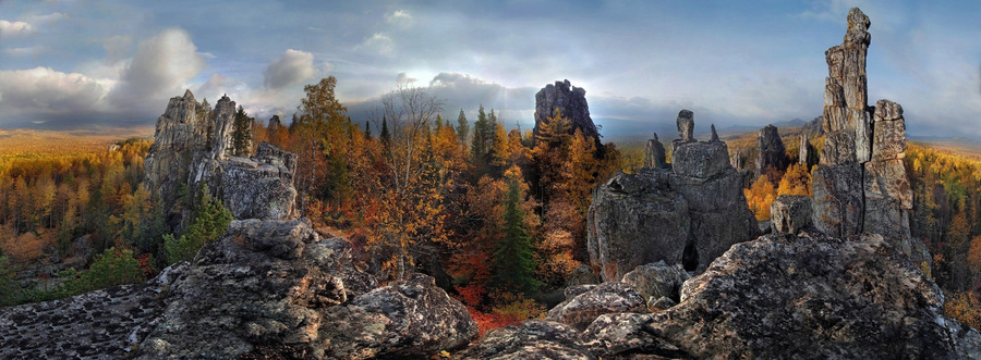 Fairytale ridge | skyline, mountains, rocks, forest