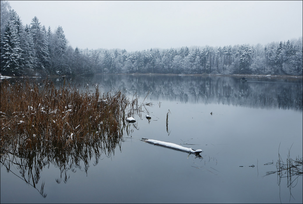 The first snow | first snow, lake, autumn, water