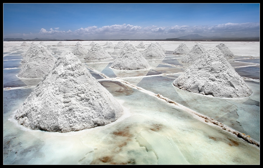 Salt pyramids | water, sky, salt 