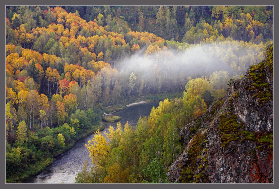 Little loud walking | mixed wood, river, cloud, hill