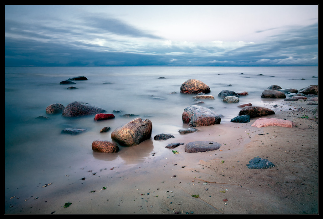 Colour stones in water | landscape  , sea , sky , clouds , sand, stones, water , skyline , colour , coast