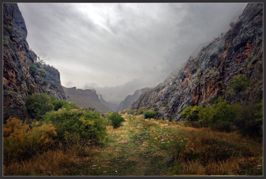 Armenia. Autumn in the Mountains | mountains, road, mist, canyon, sky, clouds