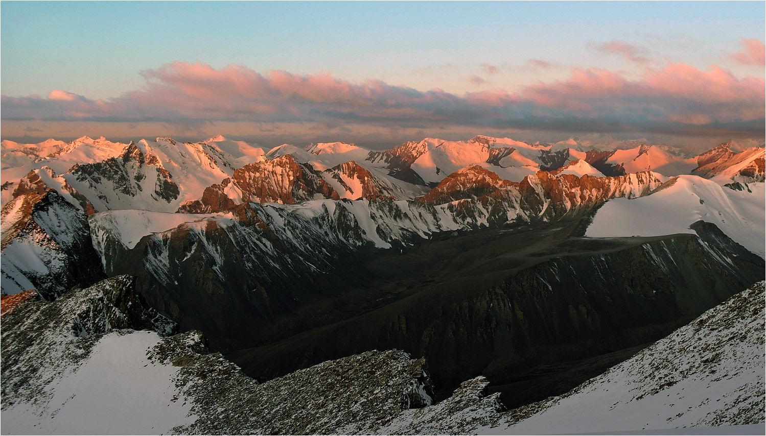 Red peaks | red peaks, mountain, snow, dusk