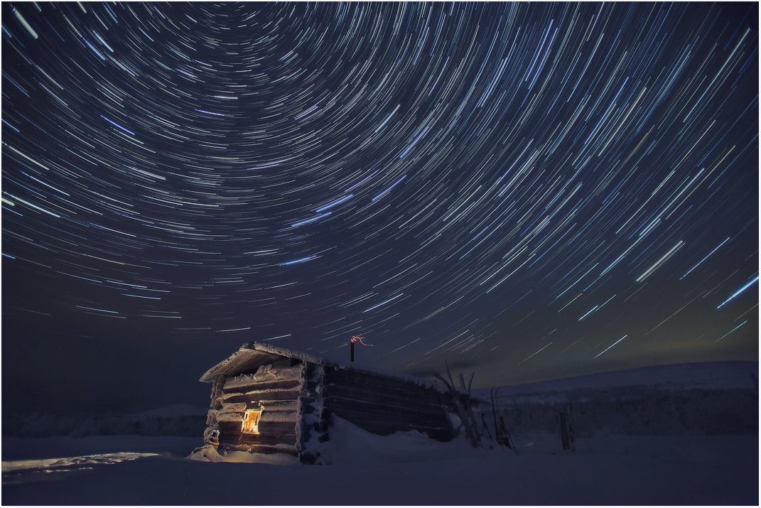 Winter dance of the stars, Ural | landscape, winter, nature, stars, night , Ural, mountains  , sky, house, light