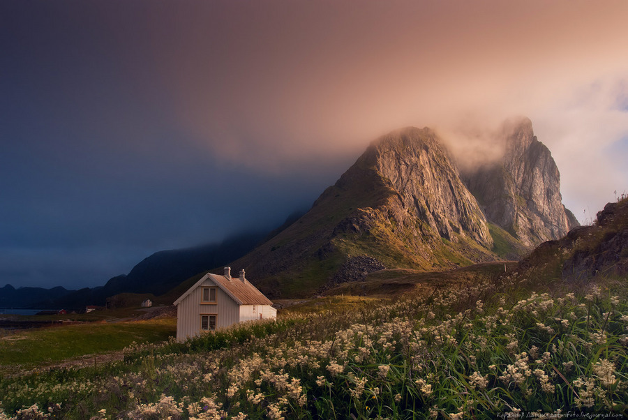 North and south | mountains, clouds, field, light