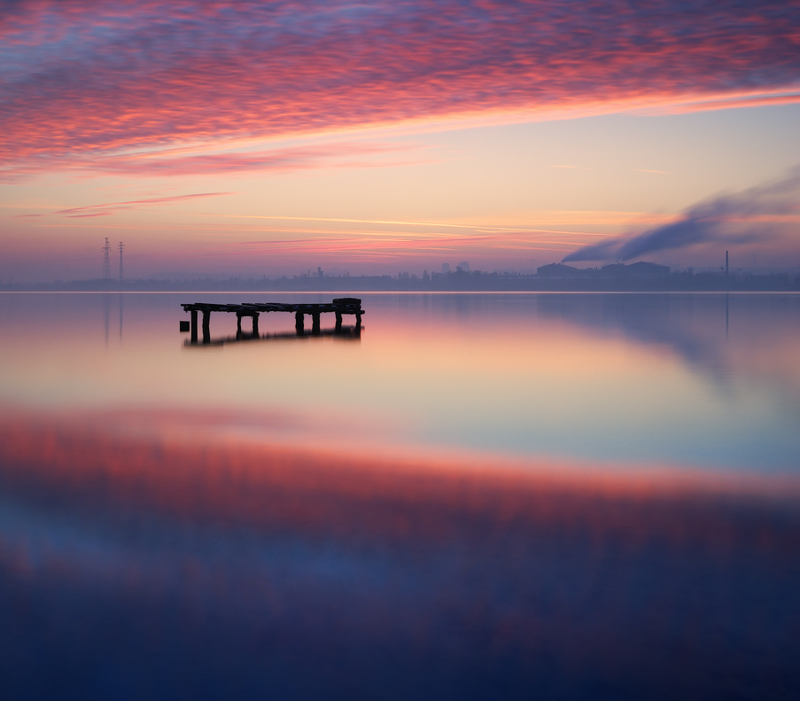 Dnieper, colourful sunset | landscape, nature, sky, scarlet, clouds, water, Kiev, Dnieper, river, colourful