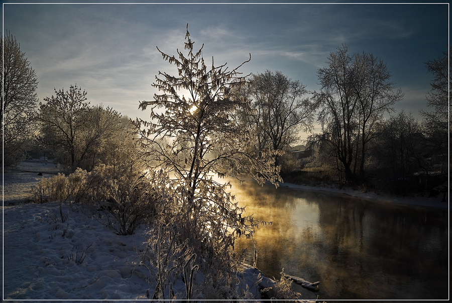 Spring waters | spring, sunrise, river, trees