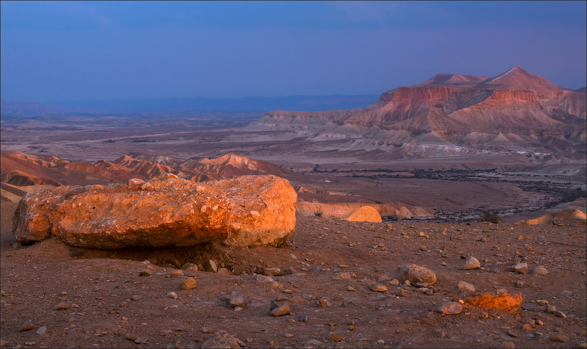 Faraway peak | peak, stones, sand, sunlight