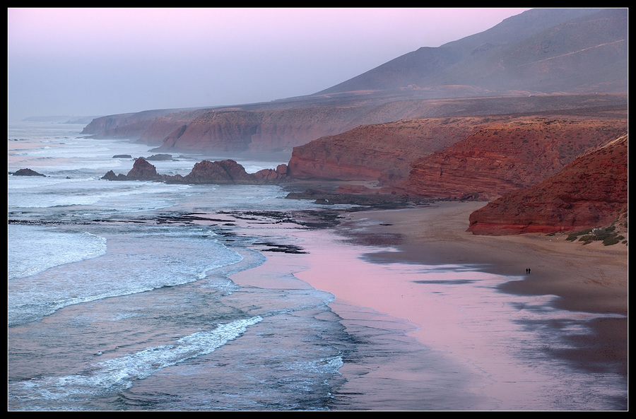 Walking alongshore | shore, acean, sky, hillside