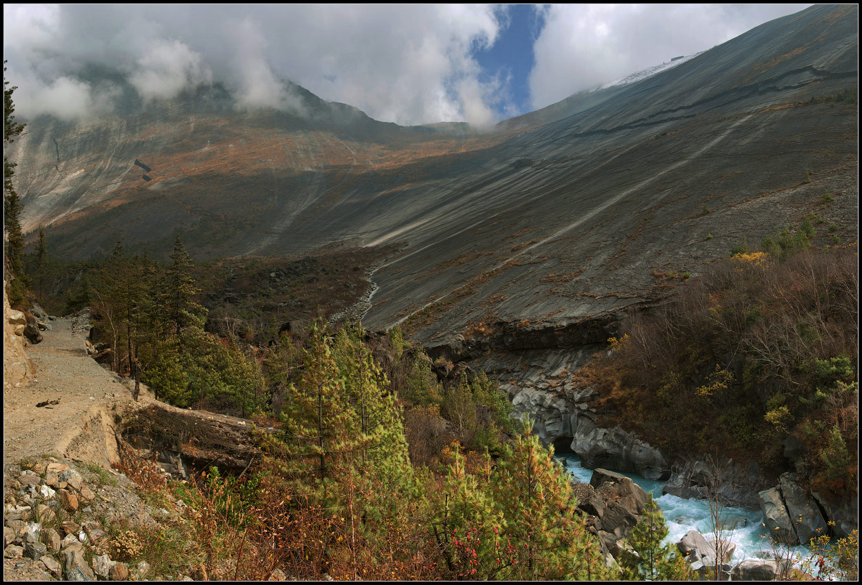 Faraway stream | stream, mountain river, hillside, autumn