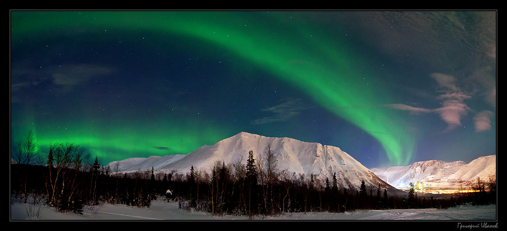 North light | North light, snowy peak, spruce, mountain