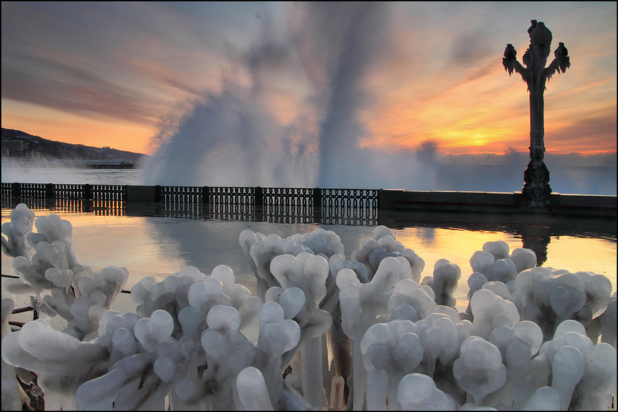 Icy dawn | ice, dawn, sunrise, pond