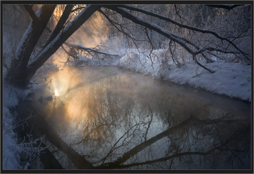 Reflection in the river | reflection, river, snow, salley