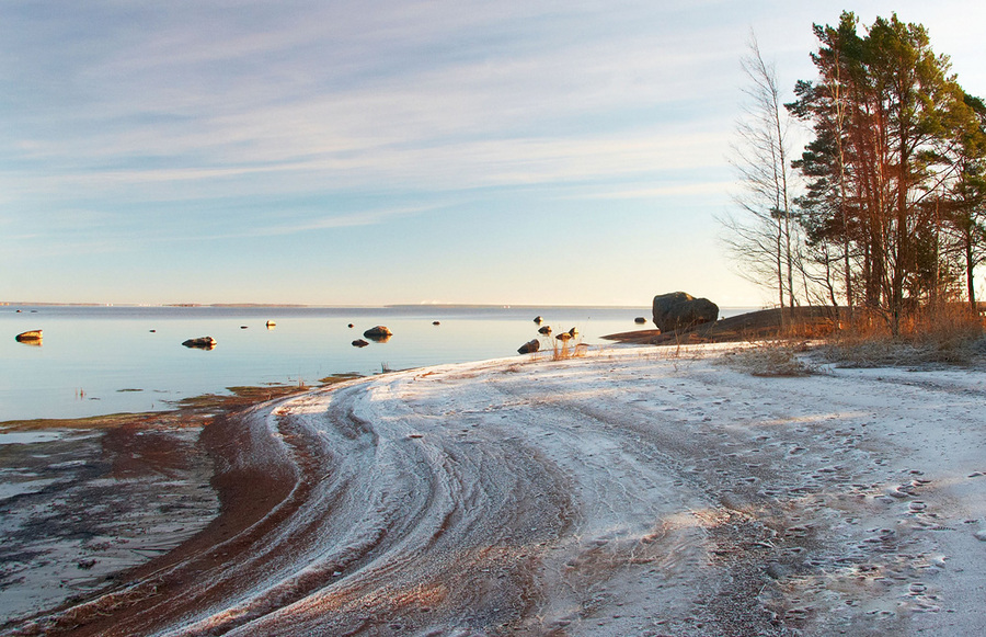 Icy road | winter, road, ice, lake