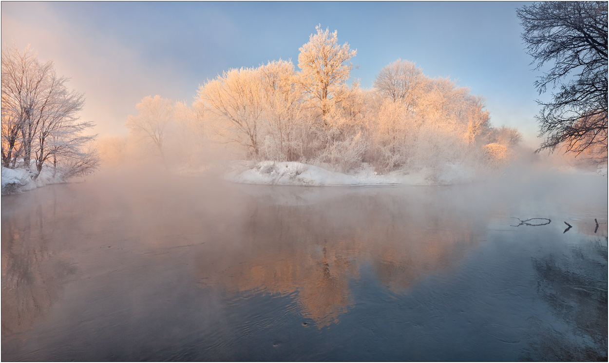 Steam and frost | lake, steam, winter, ice