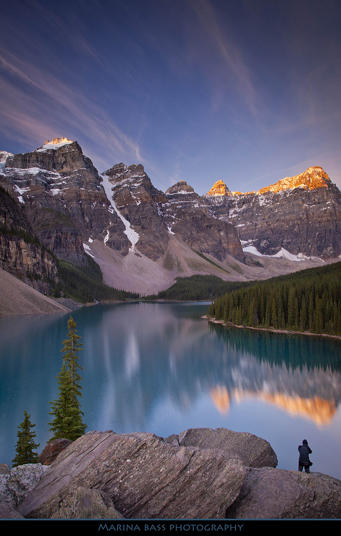 Cameraman and nature | lake, mountain, snowy peaks, reflection