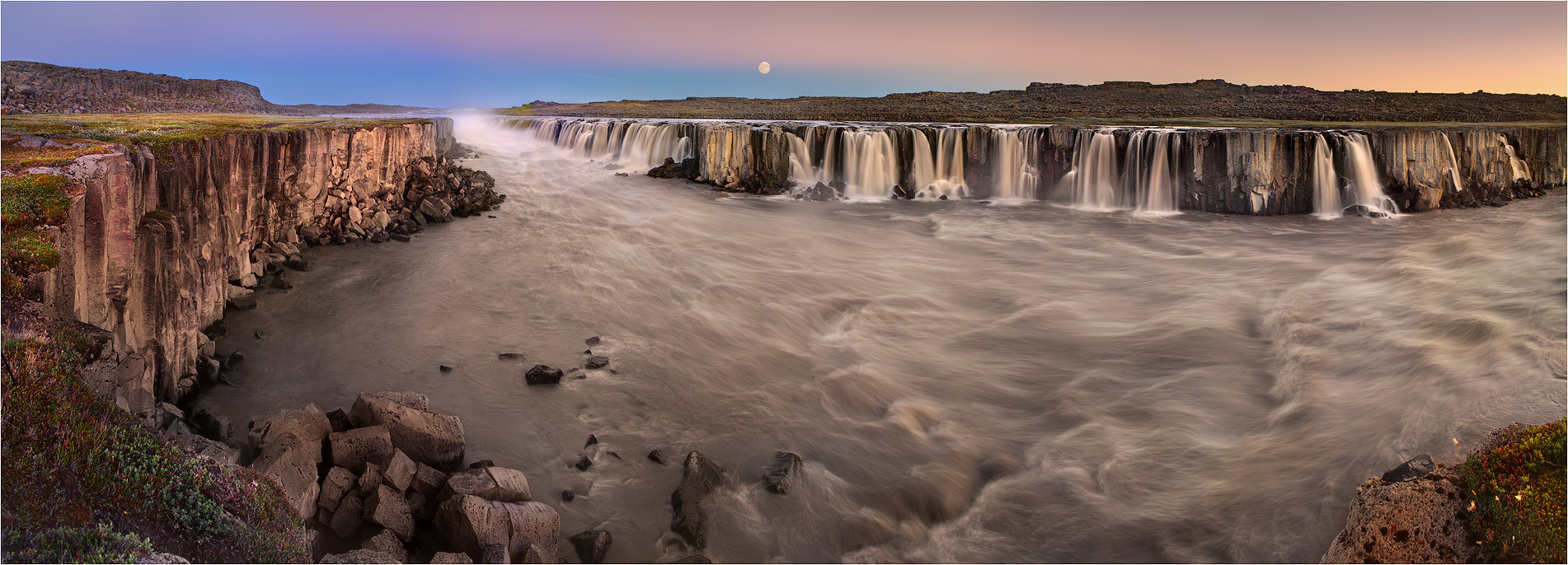 numerous waterfalls | waterfall, mist, dusk, hills