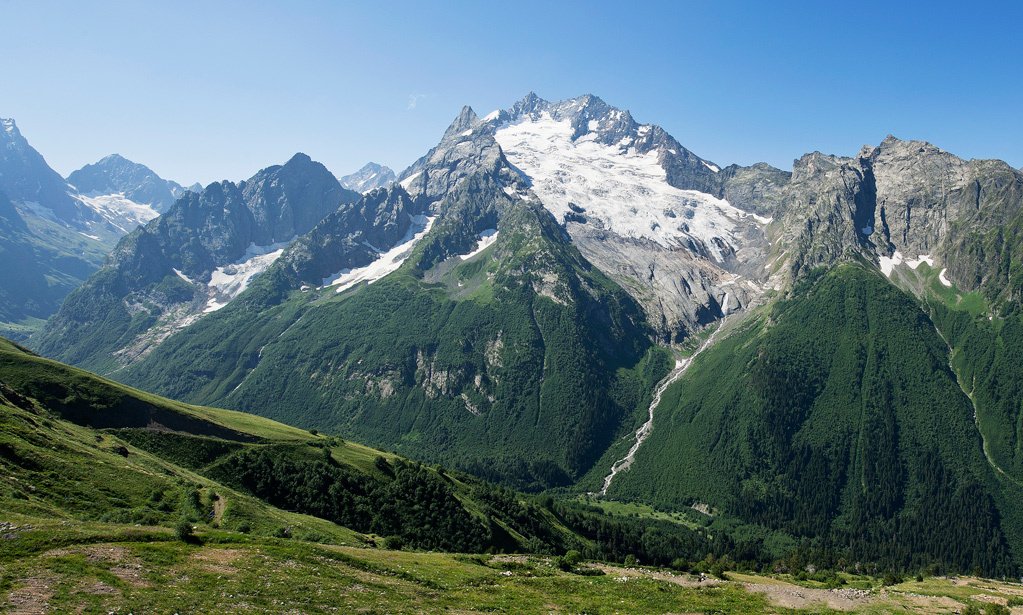 Dombay, mountains | landscape, nature, mountains, Dombay, trees, sumer, sunny day, green, sky, snow