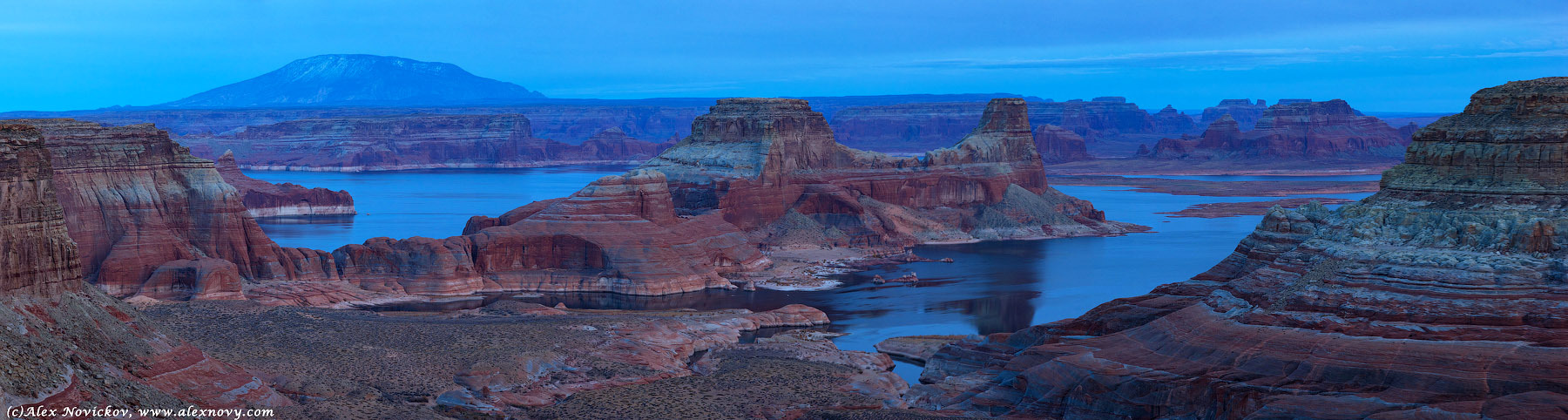 Panorama in cold colours | landscape, nature, outdoor, panorama, water, blue sky, stones, rock, cold colours, horizon