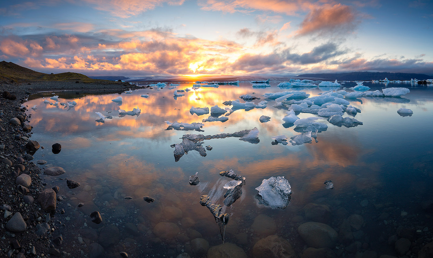 Clean lagoon, Iceland | landscape, nature, sky, clouds, ice, water, Iceland, lagoon, sun, stones