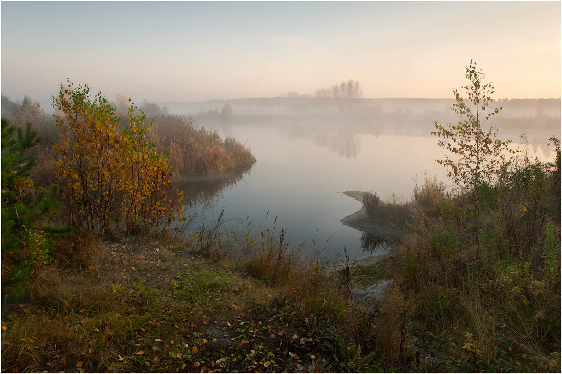 Autumn morning | autumn, morning, haze, lake