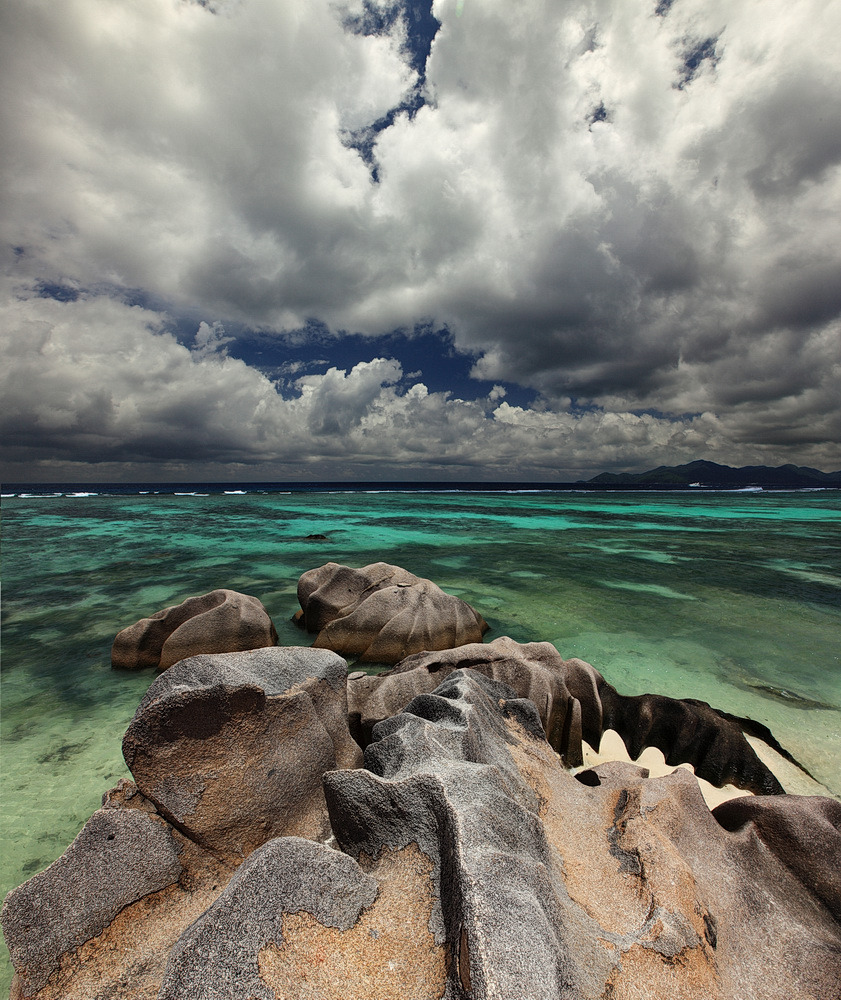 Source d'Argent, Seychelles | landscape, Seychelles, beach, Source d'Argent, sea, clouds  , sky, water, clear, stones