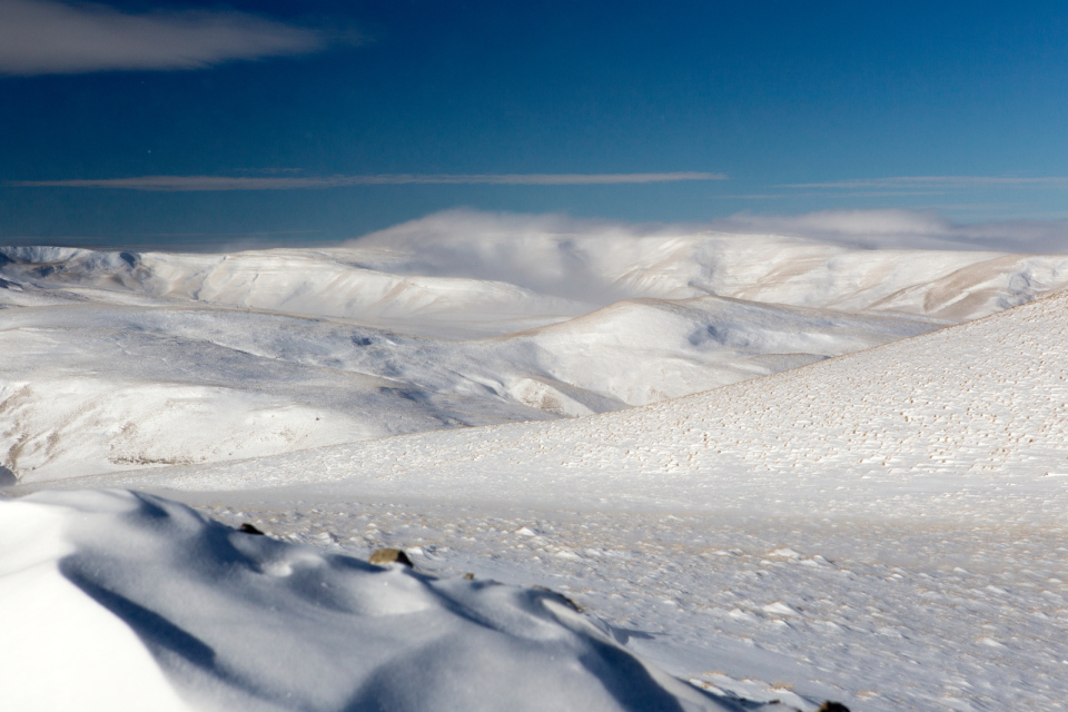 Snowfield | snow, sky, white, plain, blue, clouds, whiteness, stones, winter, landscapes