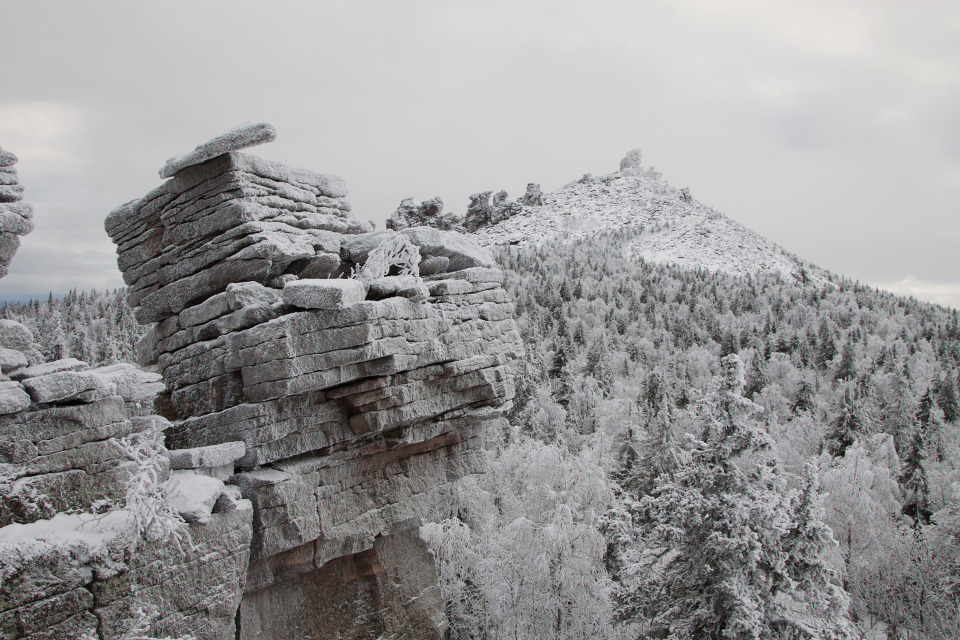 Winter in the Urals | landscape, nature, outdoor, winter, snow, trees, sky, Urals, mountains, stones