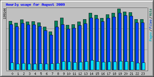 Hourly usage for August 2009